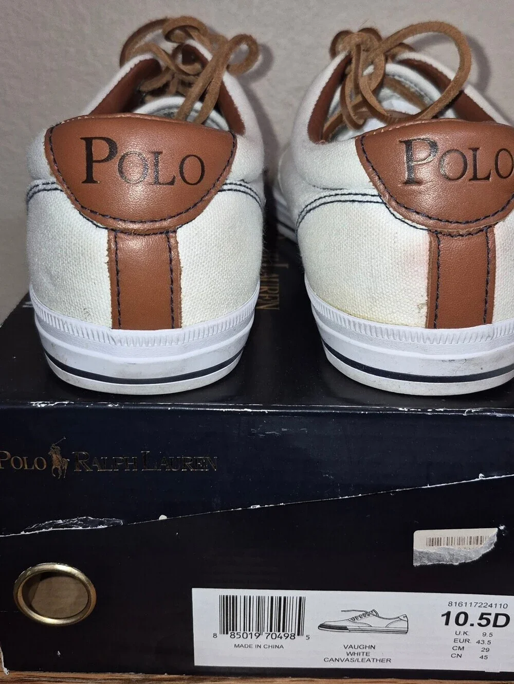 Polo Ralph Lauren Mens Shoes 10.5D Vaughn Athletic Soft White Leather Sneakers